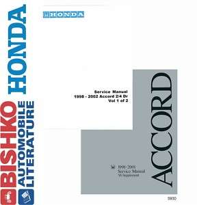 1998 1999 2000 2001 2002 HONDA ACCORD Shop Service Repair Manual CD 