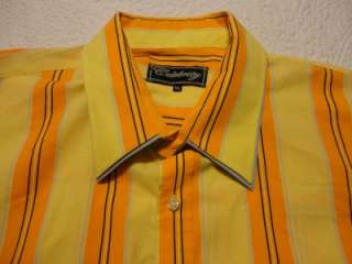 CELEBRITY Yellow, Multi Stripe Button Up Shirt French Cuffs 5XL  