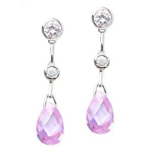 Studio 925 Cinderella Lavender CZ Briolette Sterling Silver Earrings