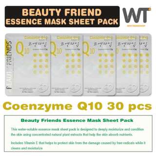 Coenzyme Q10 30 Sheets Korean Face Essence Facial Mask Sheets Pack 