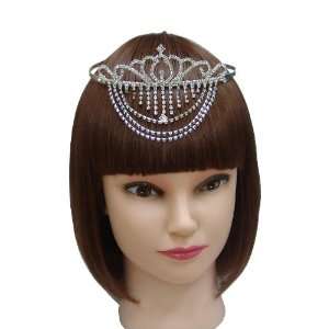  Crystal Swirls Dangling Curtain Tiara 