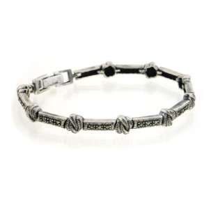  Braided Bar and Knot Marcasite Sterling Silver Bracelet Jewelry
