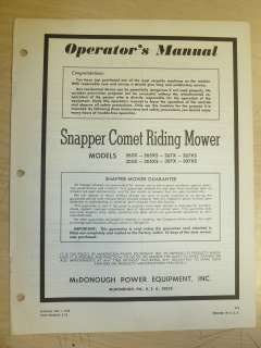 SNAPPER COMET RIDING LAWN MOWER OPERATORS MANUAL #1 1755  