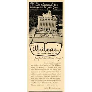  1936 Ad Whitman Sea Miami Beach Vacation Hotels Luxury 