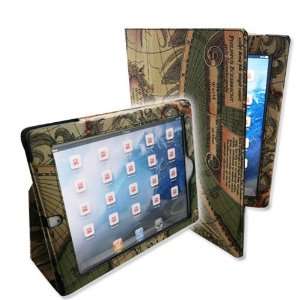Map Design Smart PU Leather Case Cover Stand for iPad 2 / the new iPad 