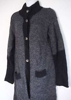 YANA Charcoal Black 100% Alpaca Long Sweater Cardigan Sz M Peru  