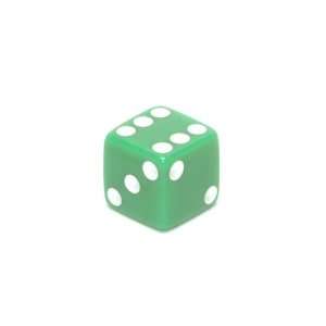  Opaque 12mm 6 sided Square Edge Dice, Green with White 