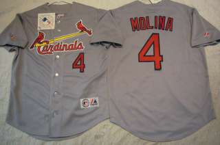 MAJESTIC St Louis Cardinals YADIER MOLINA SEWN Baseball Jersey GRAY 