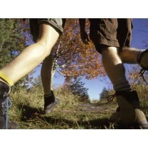  Detail of Feet of Couple Hiking, Woodstock, New York, USA 