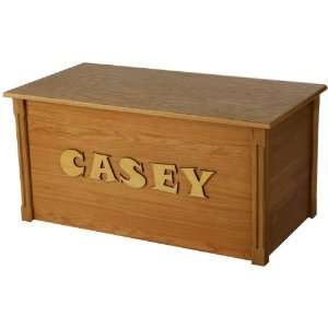  Personalized Oak Wood Toy Box with Raised Snap Font Letters 