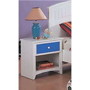  Blue & White Finish Wood Bedroom Night Stand w/Drawer 