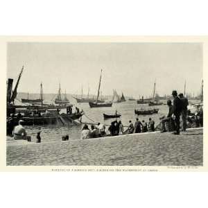   River Tagus Fishing Boats Portugal   Original Halftone Print Home