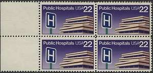 Scotts #2210 22c PUBLIC HOSPITALS Stamp Block of 4, MNH  