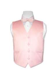 Covona BOYS Solid PINK Color Dress Vest BOWTIE Set
