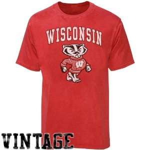   Wisconsin Badgers Cardinal Big Arch n Logo Heathered T shirt Sports