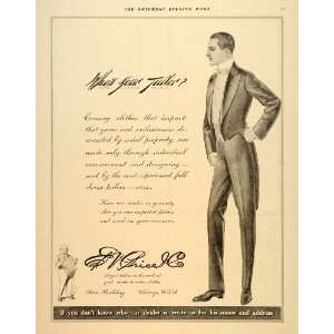  1915 Ad Tailor E V Price Evening Suits Measurements Men 