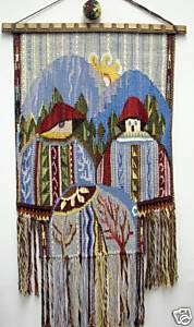 Ukrainian Wall Tapestry, Woven by Hand, Pysanka, Houses  