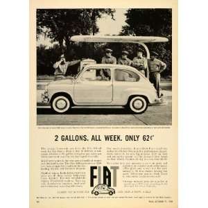 1960 Ad Fiat 600 City Automobile Vintage Gas Station   Original Print 