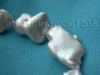 Natural 22mm White Reborn Keshi Pearl Bracelet 14k  