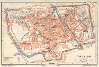 ITALY TREVISO. Historical Town Map Plan. Color. 1913  