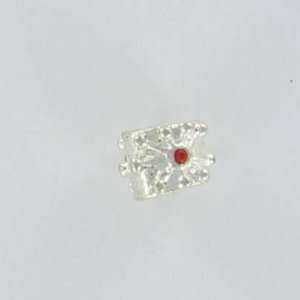  Swarovski Crystal Birthstone July Red Ruby European Silver 