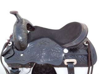   Leather Treeless Western Saddle, Hand Tooled, Dark Brown, WTS 032