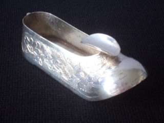ANTIQUE CHINESE EXPORT STERLING SILVER SHOE ASHTRAY BIRDS ~ZEE SUNG 