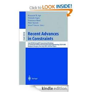 Recent Advances in Constraints Joint ERCIM/CoLogNET International 