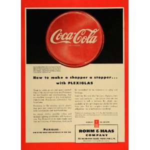   Plexiglas Coca Cola Plastic Sign   Original Print Ad