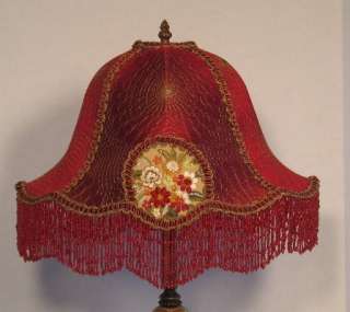 Victorian Lampshade Vintage Style Burgundy with beads  