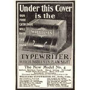  1902 Orig. Ad Williams Typewriter Model No. 4 Derby CT 