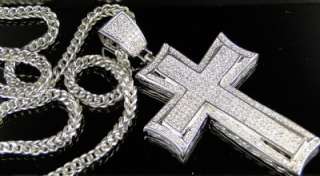 MENS HIP HOP SIMULATED DIAMOND CROSS PENDANT WITH MATCHING CHAIN 