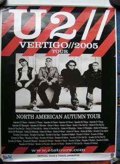 U2 VERTIGO POSTER 2005 BONO FALL WORLD TOUR DATES U.S  