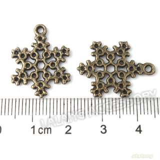 300x New Vintage Bronze XMAS Snowflakes Pendants 140935  