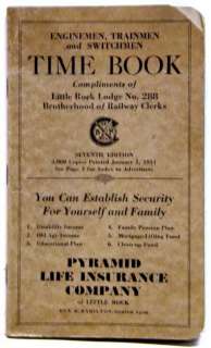 1931 TIME BOOK BROTHERHOOD RAILWAY WORKERS LITTLE ROCK  