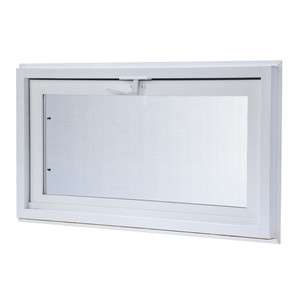 Vinyl Hopper Window, 32 in. x 16 in., White with Dual Pane Insulated 