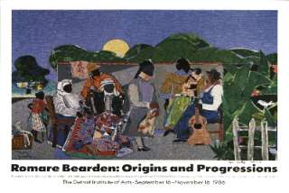 Signed 1986 Romare Bearden Origins and Progressions Offset Lithograph 