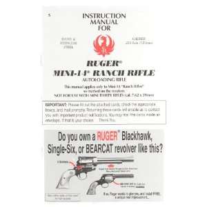  Ruger Mini 14 .223 Cal Ranch Rifle Manual Ruger Books
