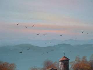 Everett Woodson Oil on Canvas Painting LARGE Farm Scene  