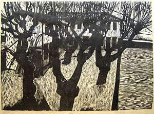 MORTON DIMONDSTEIN Signed 1961 Woodcut   Vallauris  