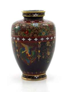 Ando Fenghuangs and Dragons Japanese Cloisonne Vase large photo