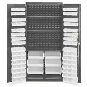    Bin Storage Cabinet with Shelves   102 White Bins