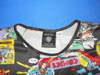 vintage WOMENS SUPERMAN COMICS ALL OVER CRAZY t shirt XL  