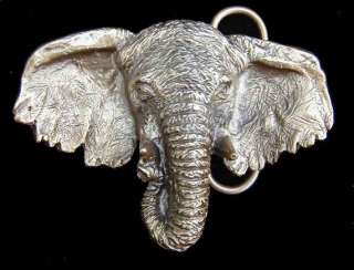 AWESOME 3D ELEPHANT HEAD BELT BUCKLE WITH ANTIQUE BRASS FINISH NEW