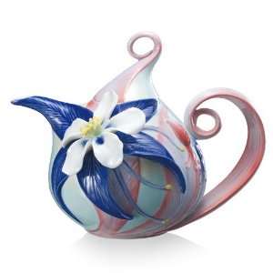  Columbine Wildflower Porcelain Teapot by Franz 