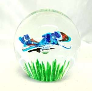 New Glow in the Dark Glass Blue Butterfly Paperweight  