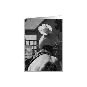 cowboy black and white Card