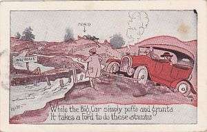 Witt artist signed Ford ad car comic washout Postcard  