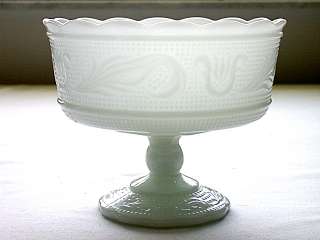 Vintage EO Brody Milk White Glass Pedestal Bowl  