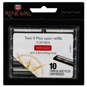  Rite Aid Renewal Razor Refills, Twin II Plus, for Men, 10 